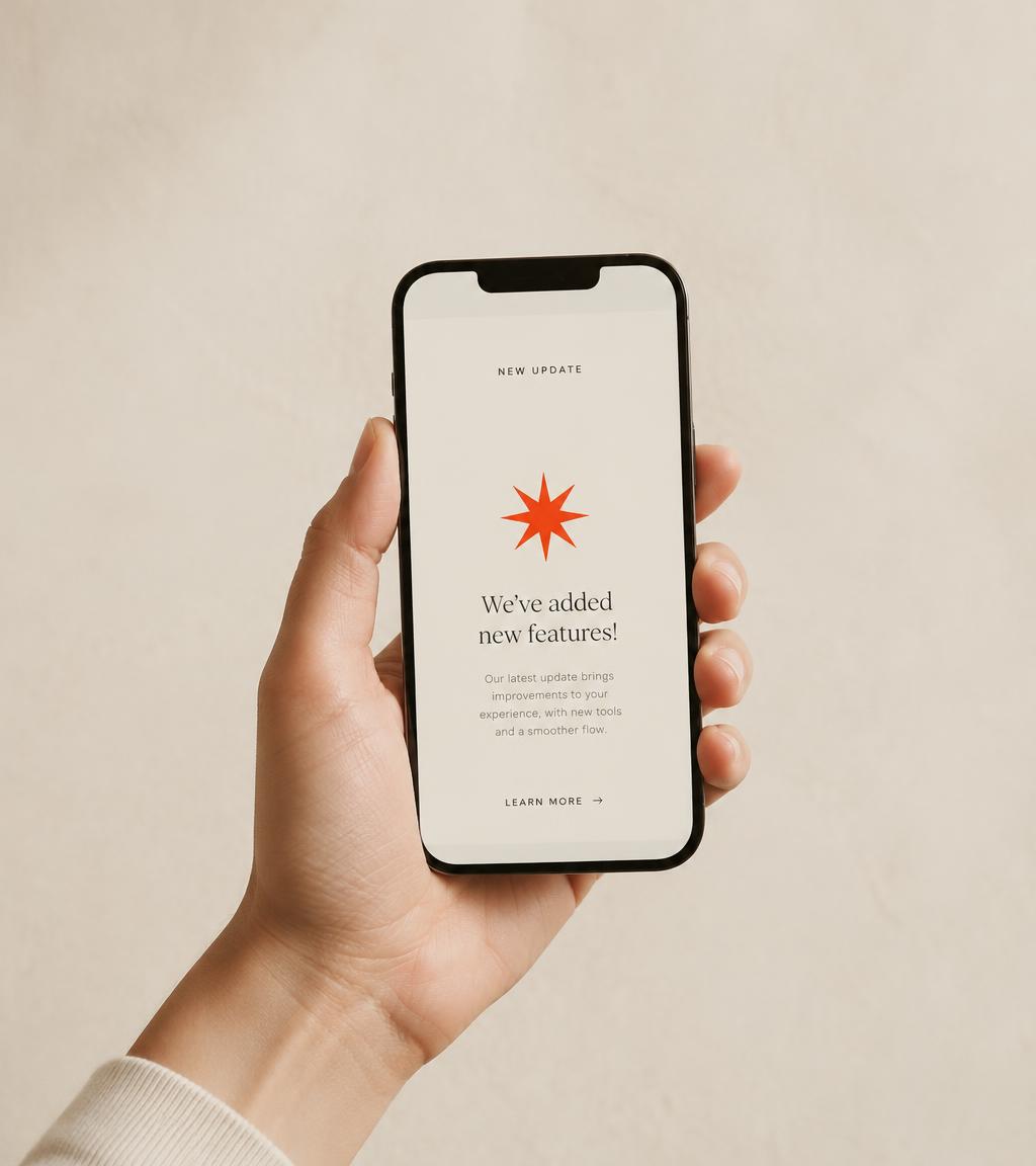 A phone showing a single clean announcement